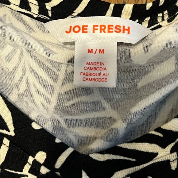 JOE FRESH – Black & White Leaf Print Dress with Pockets – Size M - Picture 2 of 9